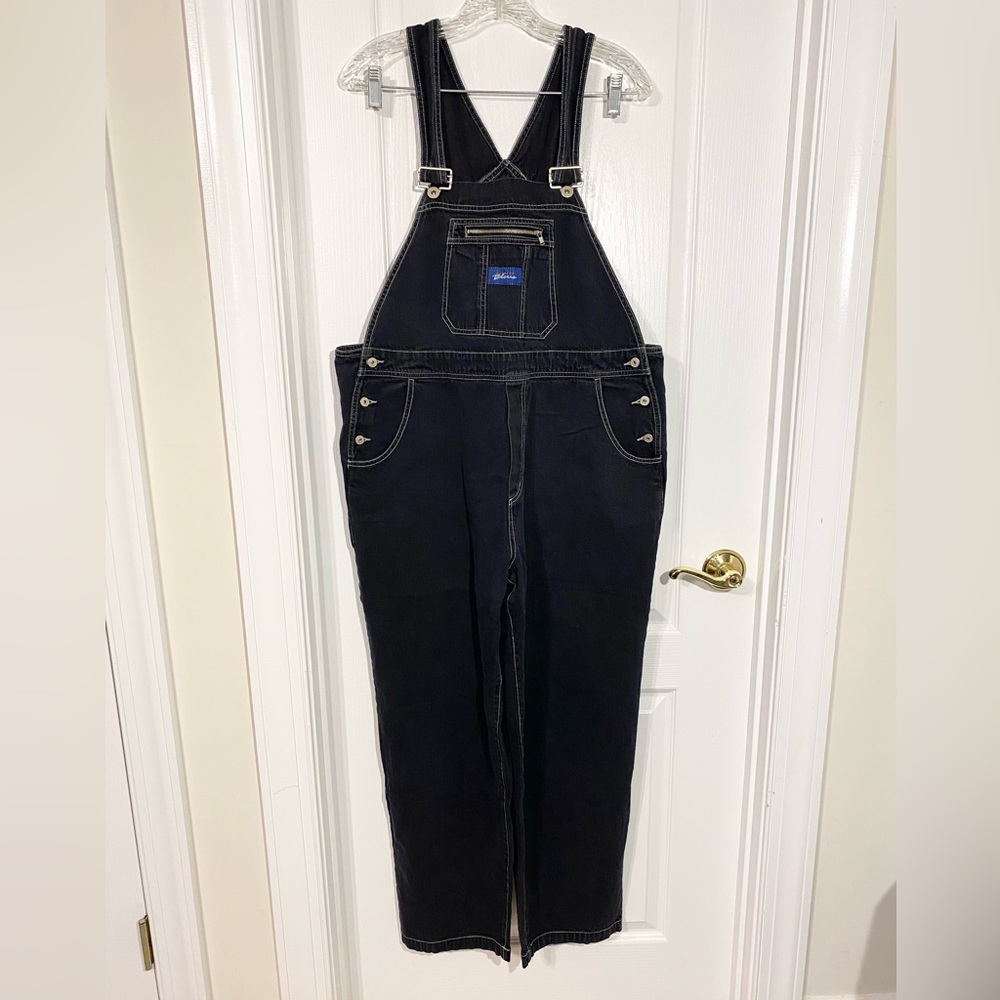 90s Express Bleus HONG KONG MADE Black Denim Overalls Vintage Size Large